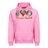 Fuchsia Pink peace love baseball Urban Hoodie - RanaPortraitStore