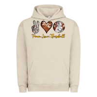 Pigment French Oak peace love baseball Urban Hoodie - RanaPortraitStore