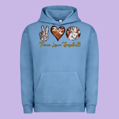 Peace Love Baseball Urban Hoodie Designed By Ranaportraitstore