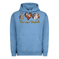 Pigment Pebble Blue peace love baseball Urban Hoodie - RanaPortraitStore