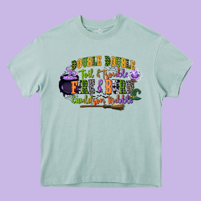 Double Double Toil And Trouble Fire And Burn Cauld Heavy Core Tee Designed By Cowgirlartshop