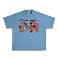Pebble Blue skeleton all you need is love Urban Heavy Tee - FaDigitalArtStudio