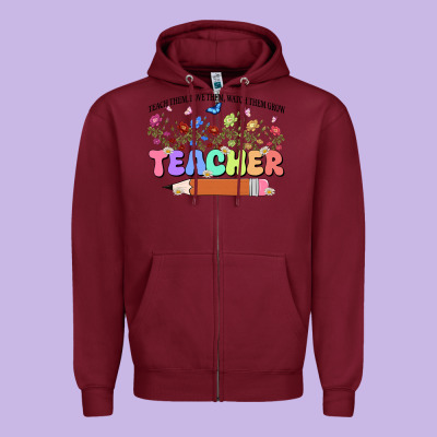 Teacher Wildflowers Kopyası Zipper Hoodie Designed By Jahusdesignshop