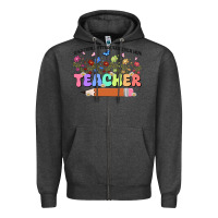 Charcoal Heather teacher wildflowers kopyası Zipper Hoodie - JahusDesignShop