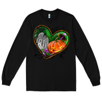 Black halloween heart with pumpkin Long Sleeve Tee - BundleAndBundleShop