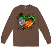 Chestnut halloween heart with pumpkin Long Sleeve Tee - BundleAndBundleShop