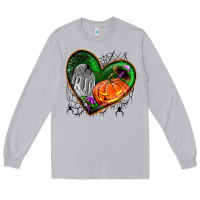 Moon Dust halloween heart with pumpkin Long Sleeve Tee - BundleAndBundleShop