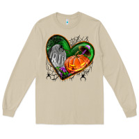 Mushroom halloween heart with pumpkin Long Sleeve Tee - BundleAndBundleShop