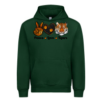 Forest Green peace love tigers Urban Hoodie - RanaPortraitStore