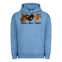 Pigment Pebble Blue peace love tigers Urban Hoodie - RanaPortraitStore