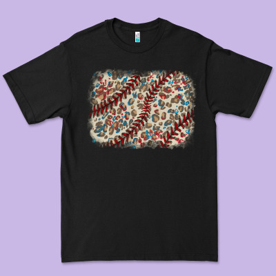 Baseball Leopard Glitter Background Premium Tee Designed By Howdyjamesfarm