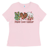 Bubblegum Pink Easter Day Peace love Easter Ladies Tee - OliviaCreatesArt