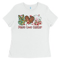 White Easter Day Peace love Easter Ladies Tee - OliviaCreatesArt