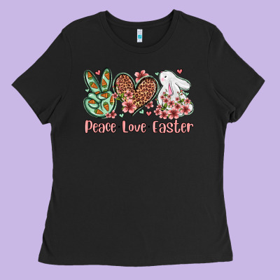 Easter Day Peace Love Easter Ladies Tee Designed By Oliviacreatesart