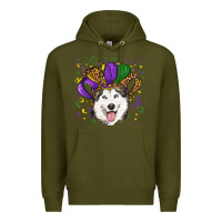 Army Green mardi gras hat husky Premium Hoodie - RanaPortraitStore