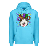 Ocean Blue mardi gras hat husky Premium Hoodie - RanaPortraitStore
