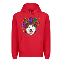 Red mardi gras hat husky Premium Hoodie - RanaPortraitStore