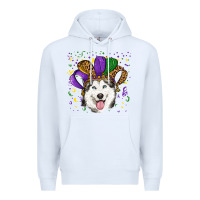 White mardi gras hat husky Premium Hoodie - RanaPortraitStore