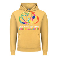 Vintage Mustard Love Needs No Words Heart Puzzle Autism Vintage Hoodie - CowhideDigitalArt