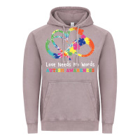 Love Needs No Words Heart Puzzle Autism Vintage Hoodie | Teevron