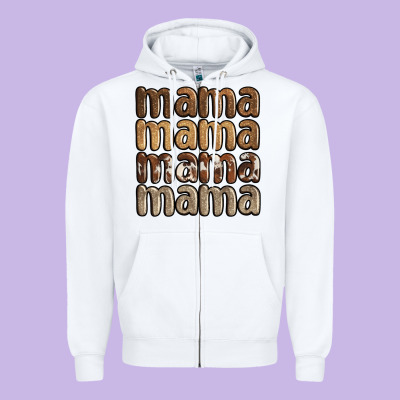 Faux Sequins Mama Zipper Hoodie Designed By Jahusdesignshop