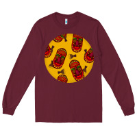 Burgundy african masks round earrings 5 Long Sleeve Tee - BundleAndBundleShop