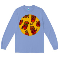 Colony Blue african masks round earrings 5 Long Sleeve Tee - BundleAndBundleShop