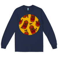 Navy african masks round earrings 5 Long Sleeve Tee - BundleAndBundleShop