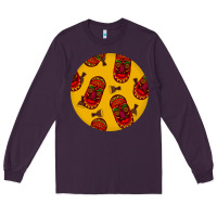 Plum african masks round earrings 5 Long Sleeve Tee - BundleAndBundleShop