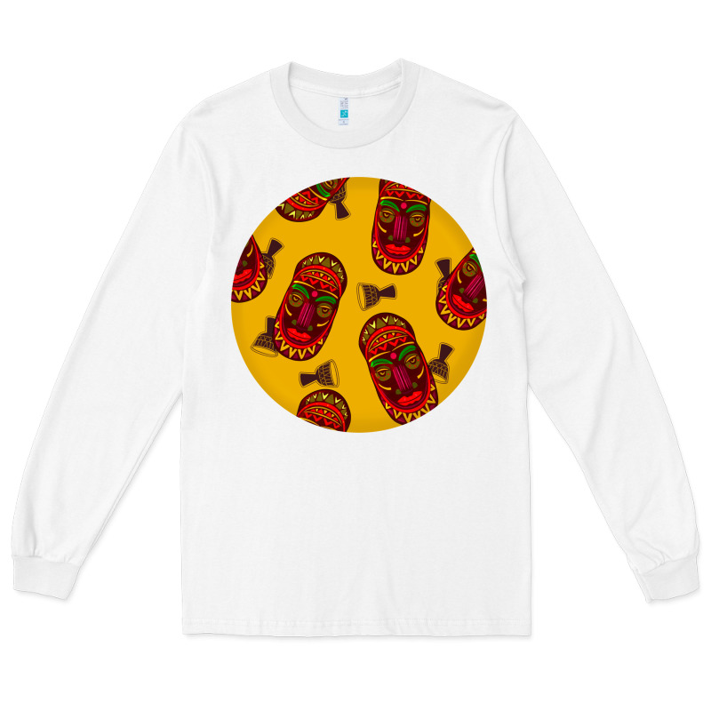 African Masks Round Earrings 5 Long Sleeve Tee by BundleAndBundleShop | Teevron