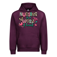Mauve Wine nursing is a work of heart Urban Hoodie - RanaPortraitStore