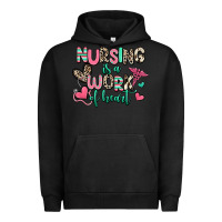Pigment Black nursing is a work of heart Urban Hoodie - RanaPortraitStore