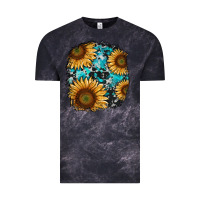 Cloud Black sunflower cowhide and turquoise patches Vintage Tee - RanaPortraitStore