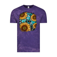 Cloud Purple sunflower cowhide and turquoise patches Vintage Tee - RanaPortraitStore