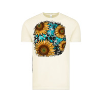 Vintage Arctic sunflower cowhide and turquoise patches Vintage Tee - RanaPortraitStore