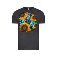 Vintage Black sunflower cowhide and turquoise patches Vintage Tee - RanaPortraitStore