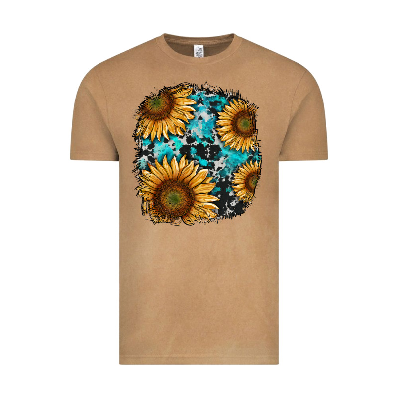 Sunflower Cowhide And Turquoise Patches Vintage Tee by RanaPortraitStore | Teevron