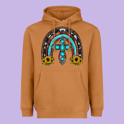 Cross Rainbow Heavyweight Hoodie Designed By Jahusdesignshop