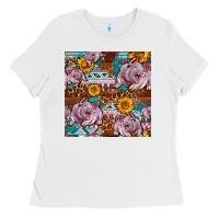 Western Landrace Pig With Sunflowers Seamless Ladies Tee | Teevron