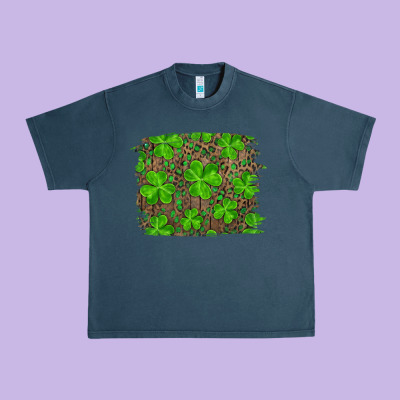 St Patrick's Day Shamrock And Leopard Distressed Urban Heavy Tee Designed By Ranaportraitstore