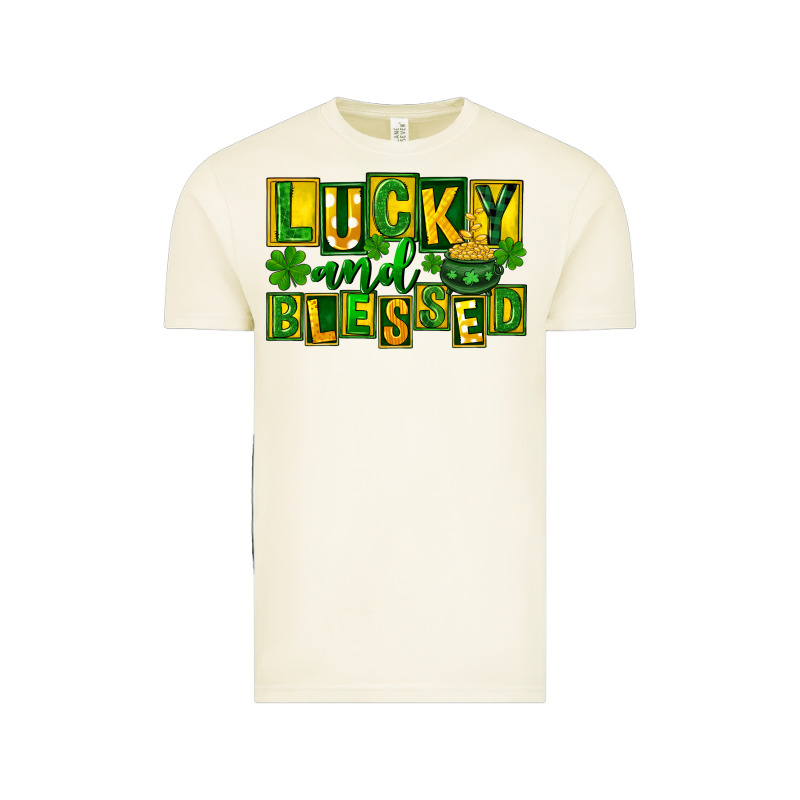 Lucky And Blessed St. Patricks Day Vintage Tee by FaDigitalArtStudio | Teevron