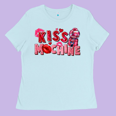 Kiss Machine Valentine's Day Ladies Tee Designed By Fadigitalartstudio