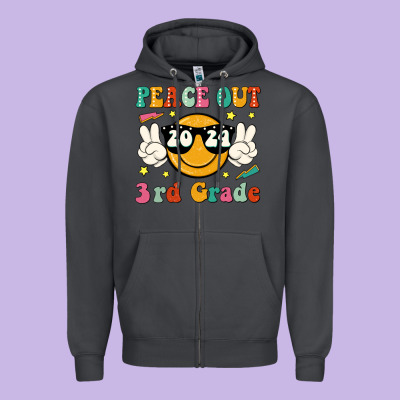 Peace Out 2024 3rd Grade Zipper Hoodie Designed By Jahusdesignshop