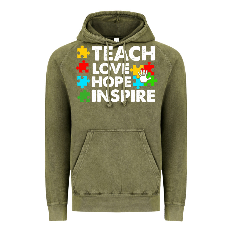 Teach Love Hope Inspire Vintage Hoodie by CowhideDigitalArt | Teevron