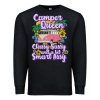 Black camp camping camper queen classy sassy and a bit smart assycamper camp Premium Sweatshirt - linhVisuals