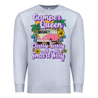 Heather Grey camp camping camper queen classy sassy and a bit smart assycamper camp Premium Sweatshirt - linhVisuals