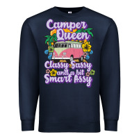Navy camp camping camper queen classy sassy and a bit smart assycamper camp Premium Sweatshirt - linhVisuals