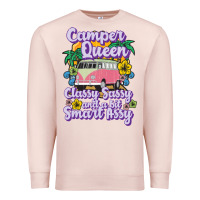 Pale Pink camp camping camper queen classy sassy and a bit smart assycamper camp Premium Sweatshirt - linhVisuals
