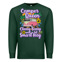 Sports Green camp camping camper queen classy sassy and a bit smart assycamper camp Premium Sweatshirt - linhVisuals