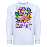 White camp camping camper queen classy sassy and a bit smart assycamper camp Premium Sweatshirt - linhVisuals